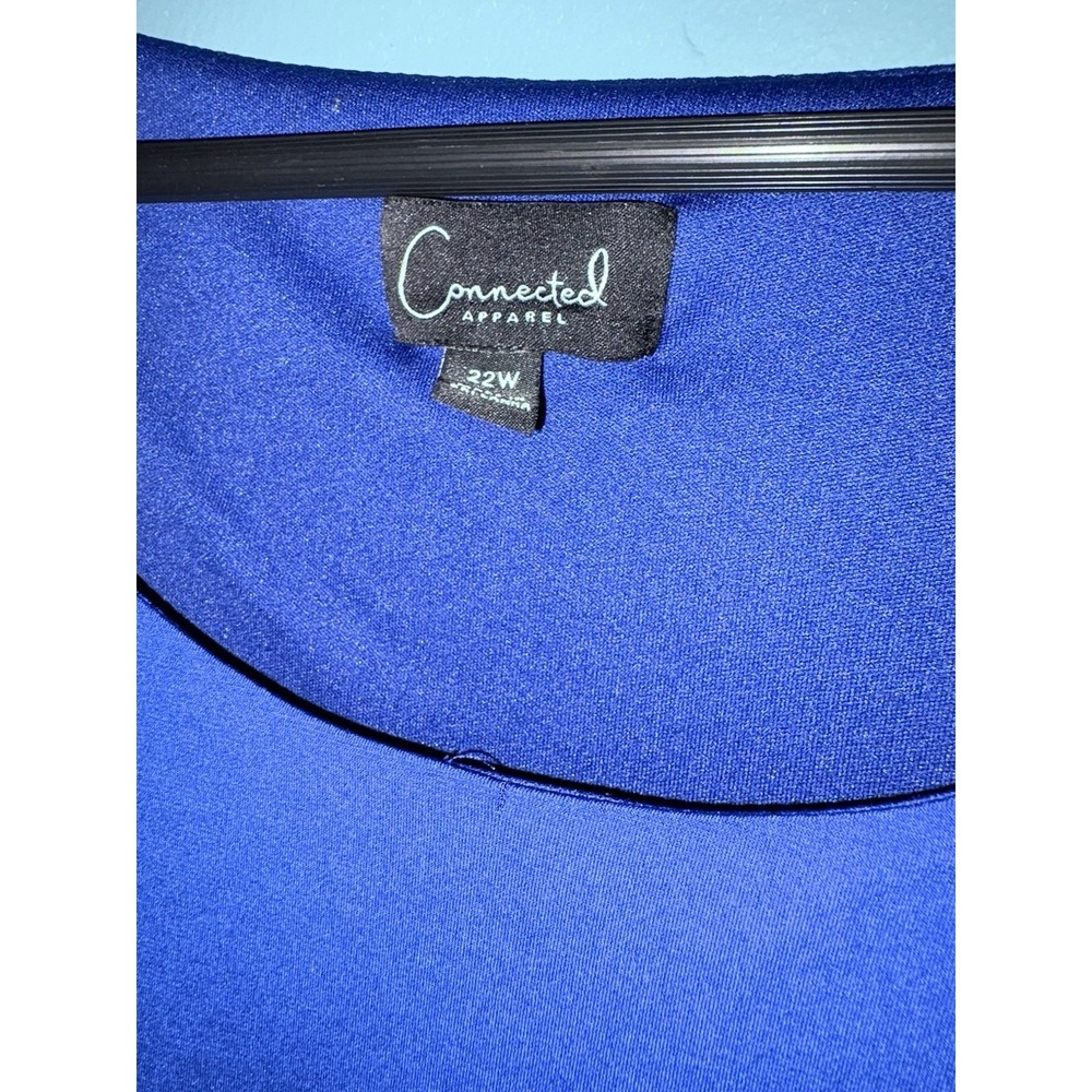 Connected Apparel Women's Blue Drapey Bell Sleeves Cocktail Dress Plus Size 22W - Picture 3 of 6